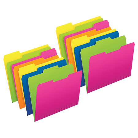 PENDAFLEX Twisted Glow File Folders, Letter Size, 1/3 Cut, PK24 PFX40526